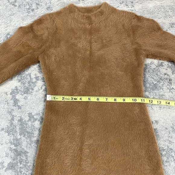 Babaton Madison Furry Fuzzy Teddy Sweater Dress Bodycon Camel Brown Sz S - Picture 8 of 12